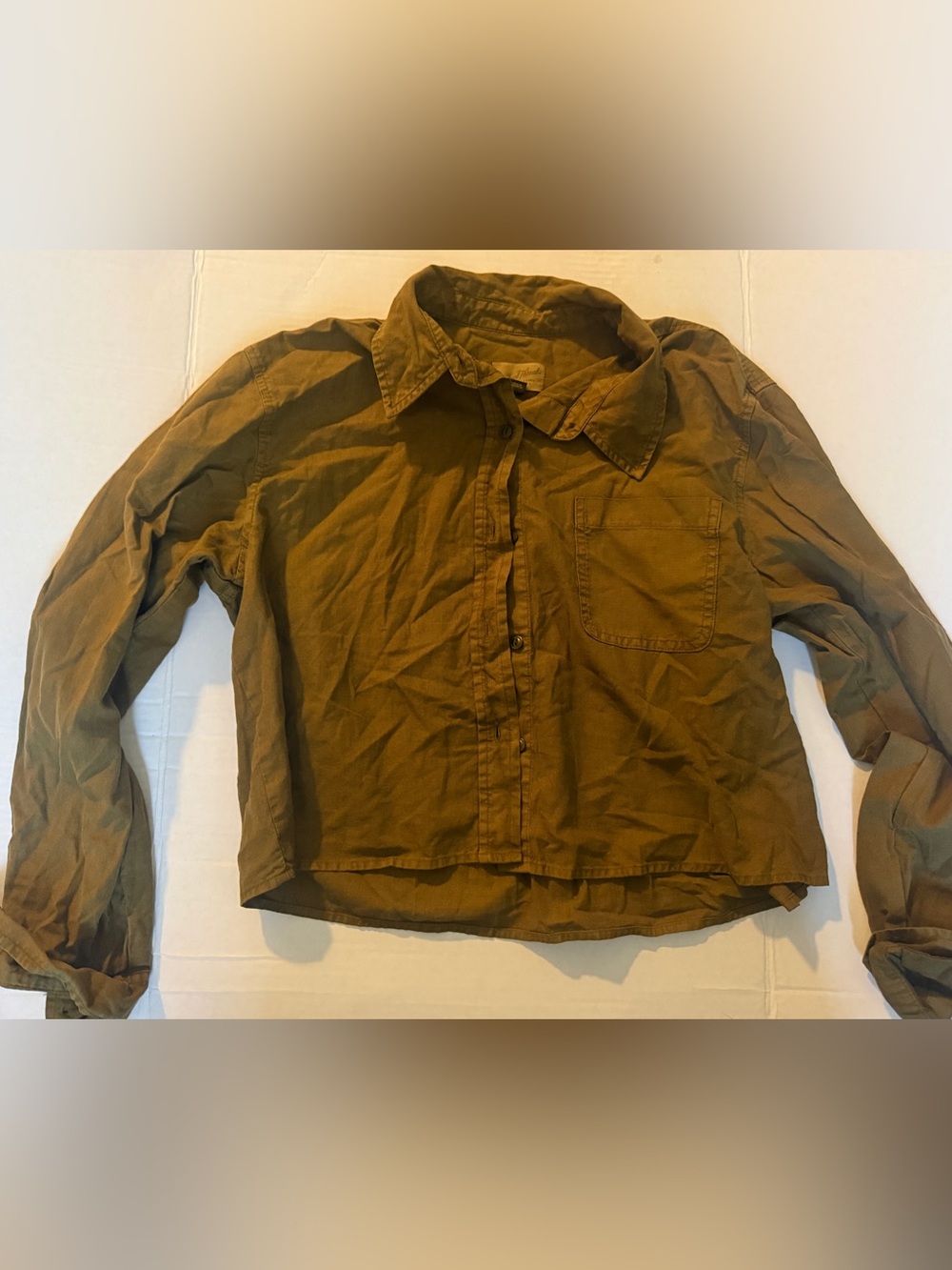Universal Thread Olive Green Button-Down Crop Shirt